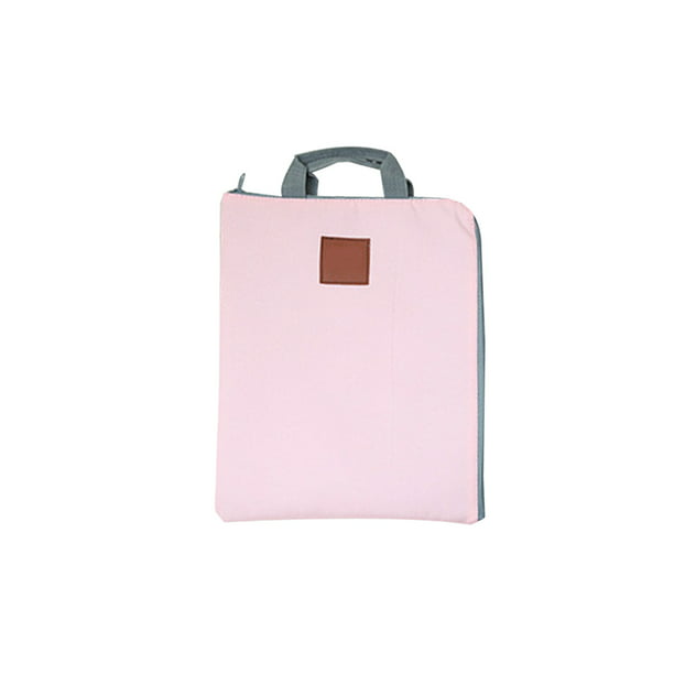 A4 Canvas File Document Bag Organizer Case Handle Messenger Briefcase Bags Zipper For Women Men Pink 